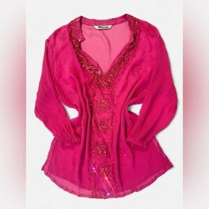 Nygård Collection Pink Embellished Boho Tunic Top M/L